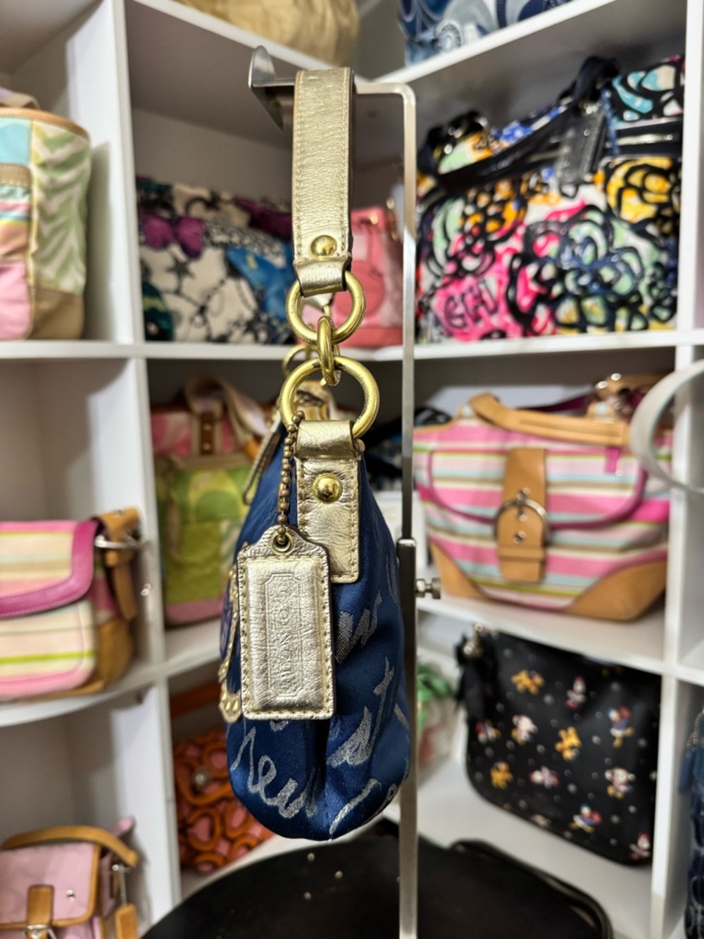Coach 2011 Poppy Blue Script Shoulder Bag - Picture 3 of 12